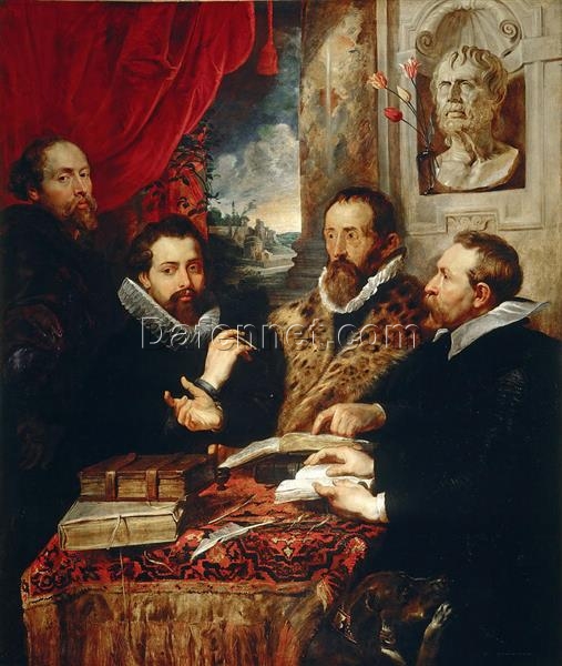 Peter Paul Rubens Selfportrait with Scholars – Historical Baroque Oil Painting