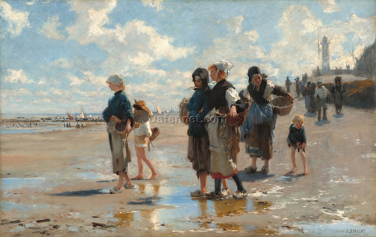 John Singer Sargent’s The Oyster Gatherers of Cancale – Impressionist Landscape Painting Replica