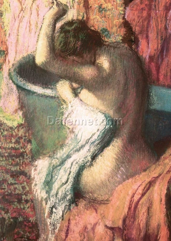 Impressionist Nude Masterpiece – Seated Bather Drying Herself by Edgar Degas, High-Quality Replica