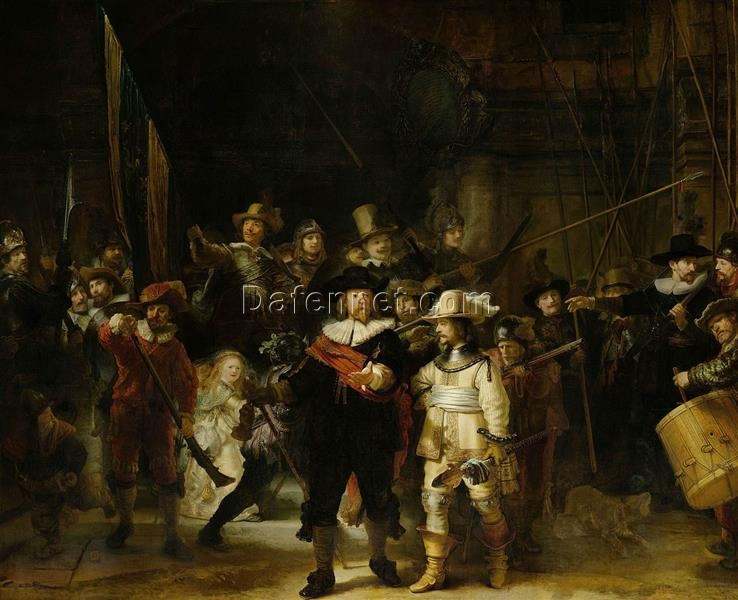 Rembrandt’s ‘The Nightwatch’ (1642) – High-Quality Oil Reproduction of Baroque Genre Painting