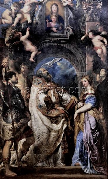 St. Gregory the Great with Saints by Rubens – Iconic Religious Oil Artwork in Baroque Style