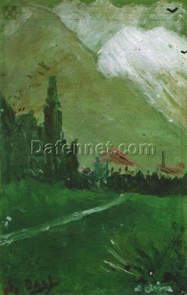 Impressionism-Inspired Landscape by Salvador Dalí – Early 20th Century Oil on Cardboard