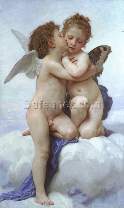 L’Amour et Psyché, Enfants by Bouguereau – Handcrafted Romanticism Art Reproduction