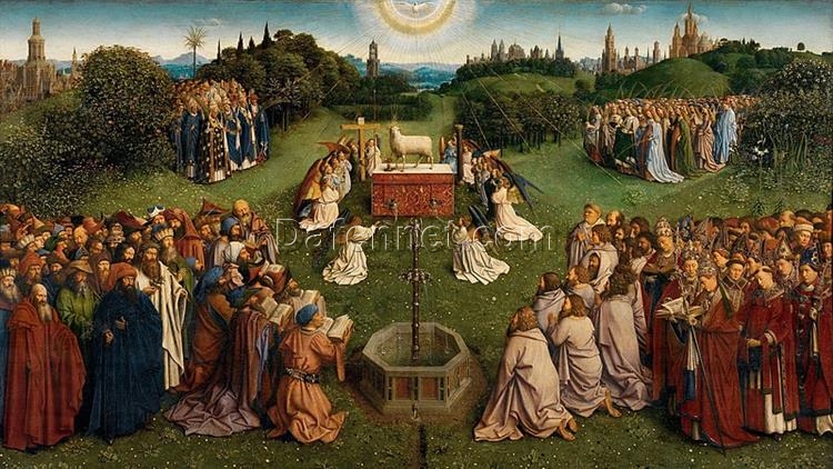 Northern Renaissance Masterpiece – Adoration of the Lamb (Detail), 1432 by Jan van Eyck, High-Quality Replica