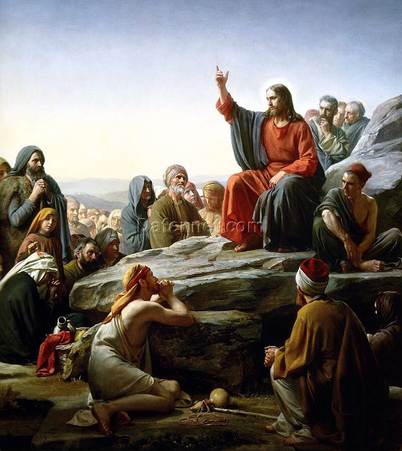 Carl Bloch’s The Sermon on the Mount (1877) – Religious Oil Painting on Copper Reproduction