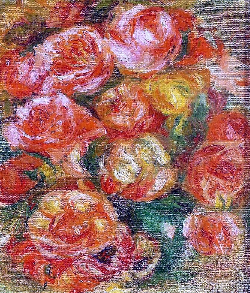 Impressionist Masterpiece – A Bowlful of Roses by Pierre-Auguste Renoir, High-Quality Replica