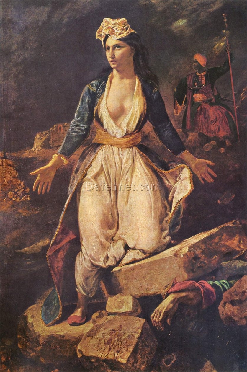 Eugène Delacroix’s Greece on the Ruins of Missolonghi – 1826 Romantic Masterpiece Replica