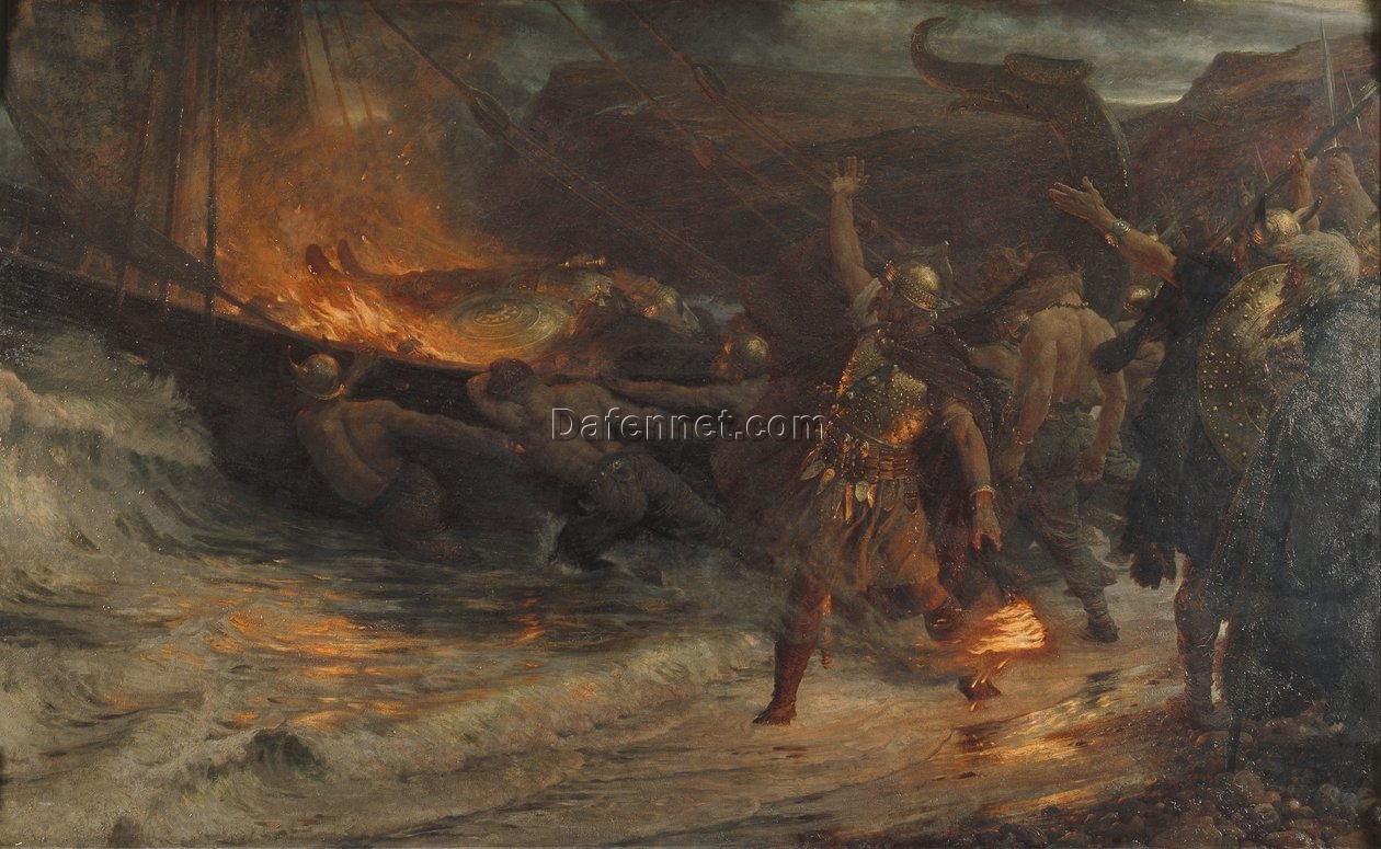 Frank Dicksee’s The Funeral of a Viking – Victorian Art Masterpiece Replica