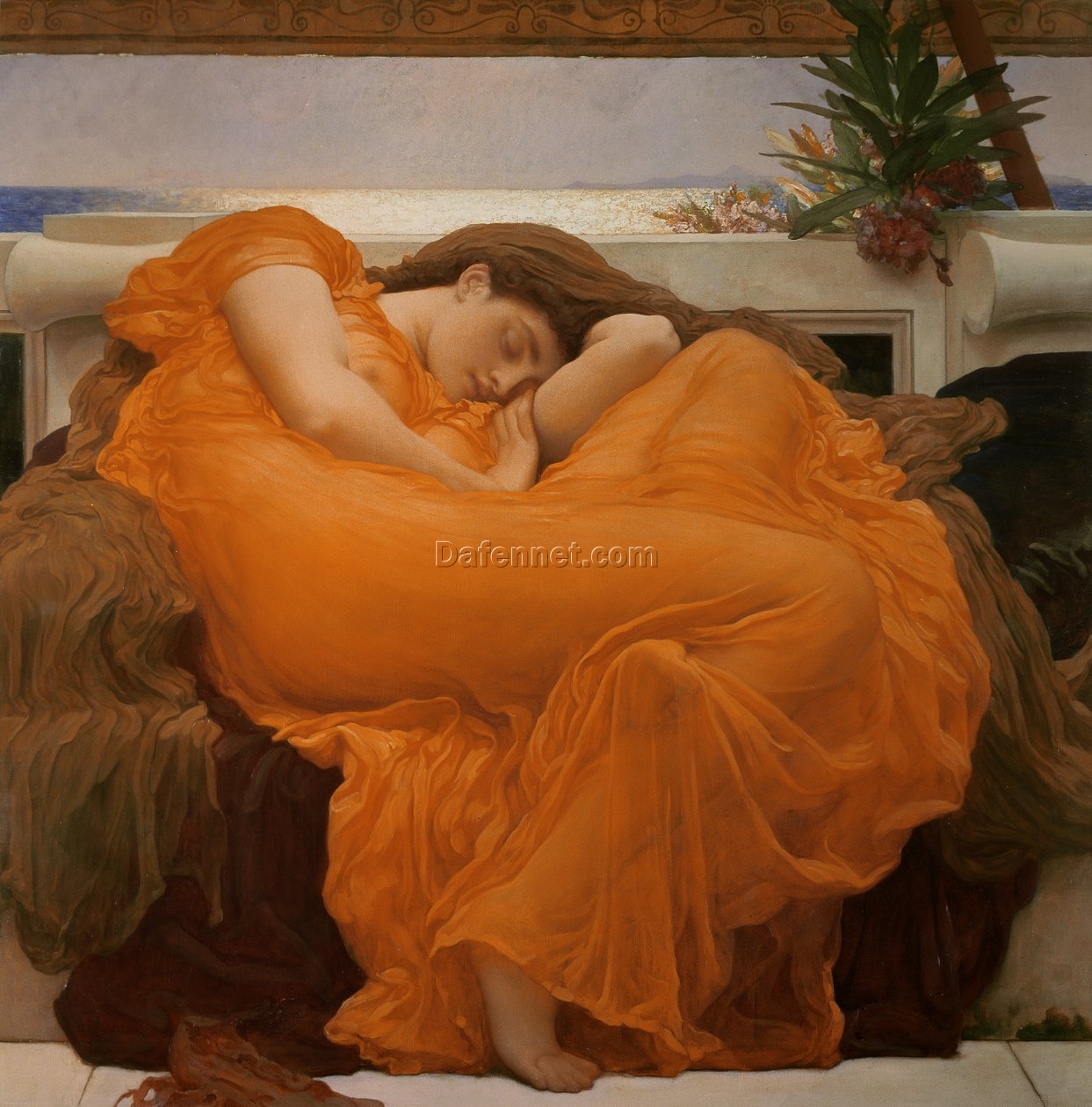 Victorian Oil Painting of ‘Flaming June’ by Frederic Leighton – Hand-Painted Reproduction for Art Collectors