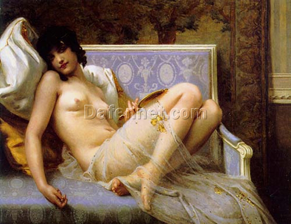 Guillaume Seignac’s Young Woman Naked on a Settee – Romantic Academicism Oil Painting Replica