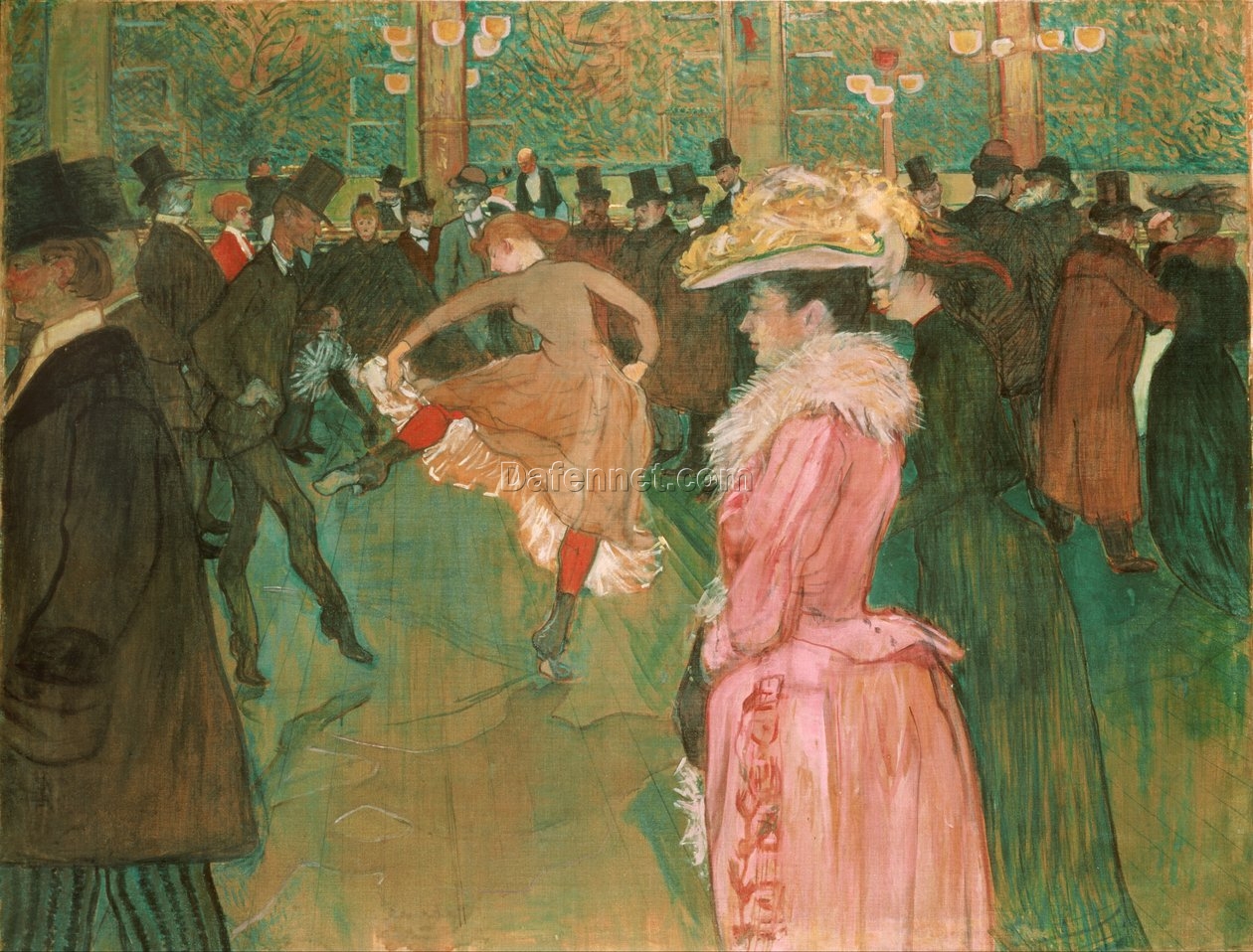 At the Moulin Rouge: The Dance by Henri de Toulouse-Lautrec – Handcrafted Post-Impressionist Art Reproduction