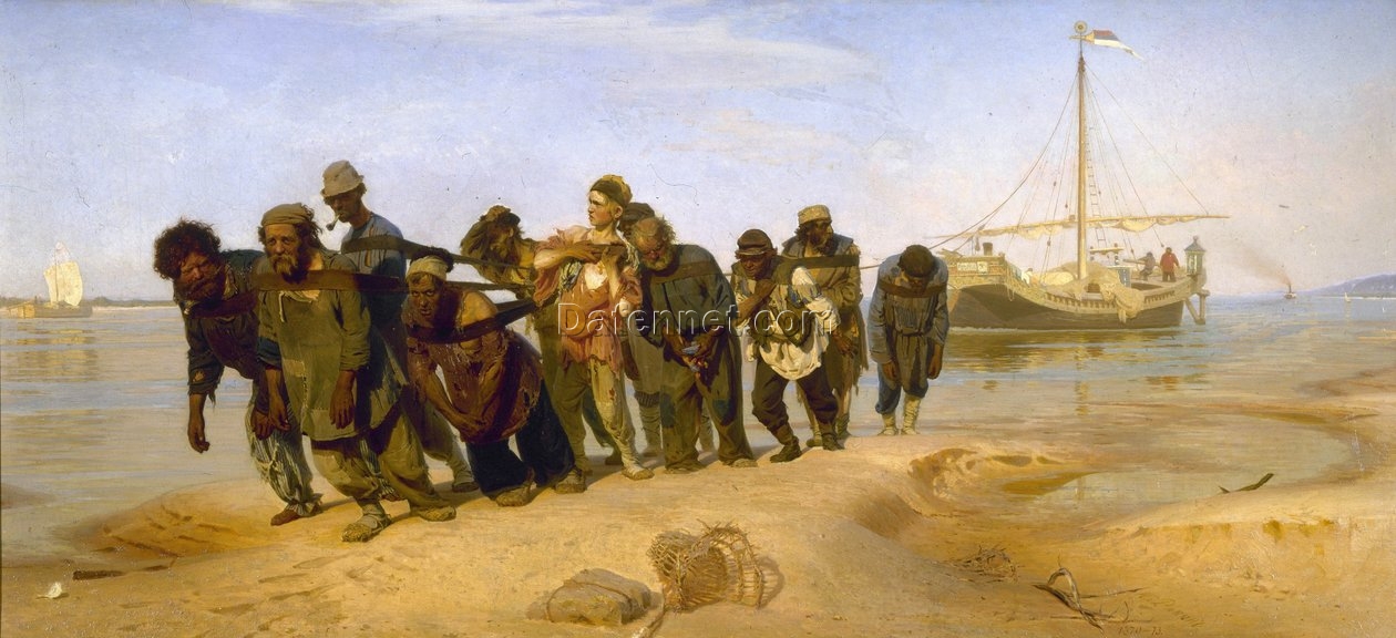 Ilya Repin’s Barge Haulers on the Volga – 1870 Realist Masterpiece Painting Replica