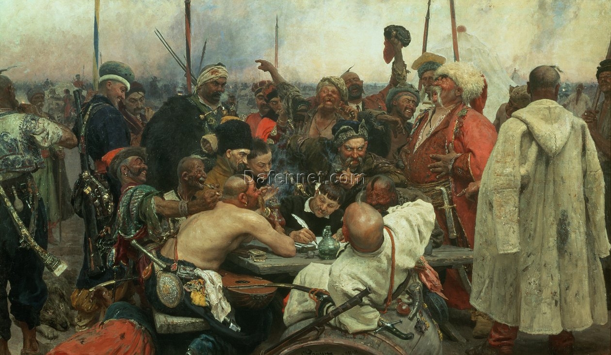 Ilya Repin’s The Zaporozhye Cossacks Writing to the Turkish Sultan – Realism Oil Painting Replica, 1890-91