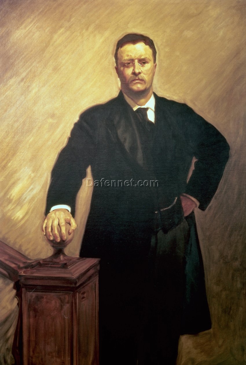 Custom Reproduction of Portrait of Theodore Roosevelt by John Singer Sargent – Impressionist Oil Painting