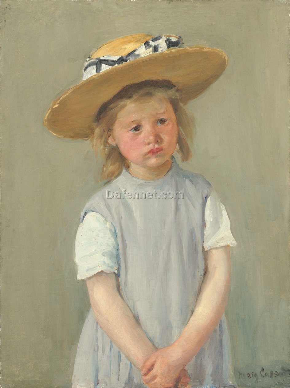 Mary Cassatt’s Child in a Straw Hat – Impressionist Portrait Painting Replica