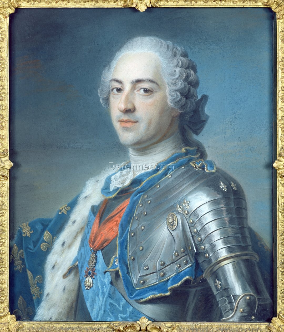 Maurice Quentin de La Tour’s Portrait of King Louis XV – 1748 Rococo Pastel Art Replica