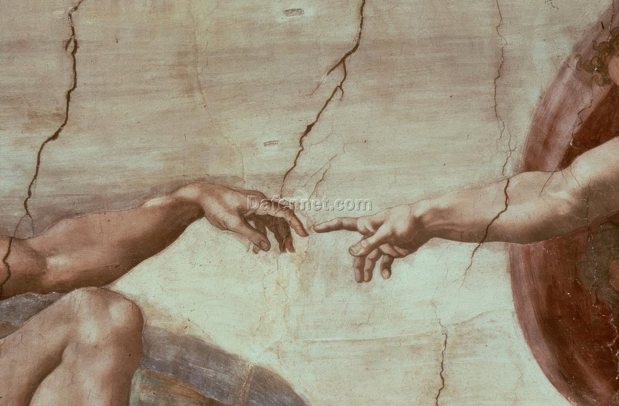 Hand-Painted Oil Reproduction of Michelangelo’s ‘The Creation of Adam’ – Renaissance Masterpiece