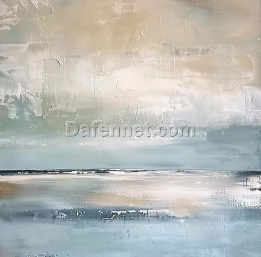 Minimalist Abstract Beach Oil Painting – Seaside Landscape Art from Dafen Village