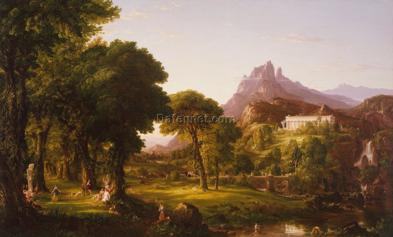 Thomas Cole’s Dream of Arcadia – 1838 Romantic Landscape Oil Painting Replica