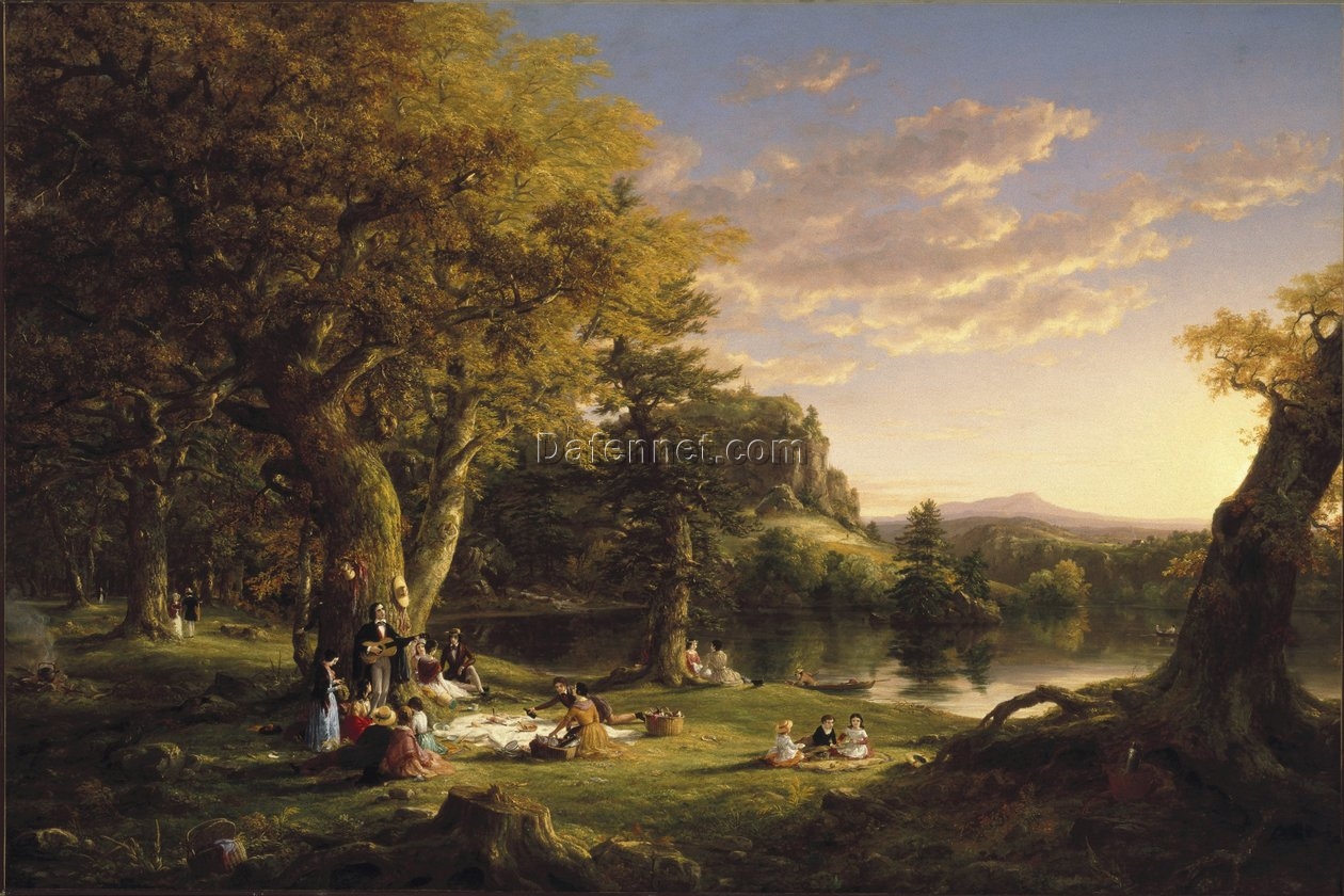 The Pic-Nic by Thomas Cole – Handcrafted 1846 Romantic Landscape Art Reproduction