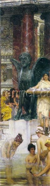 A Bath (An Antique Custom) – Romantic Oil Painting by Sir Lawrence Alma-Tadema (1876)