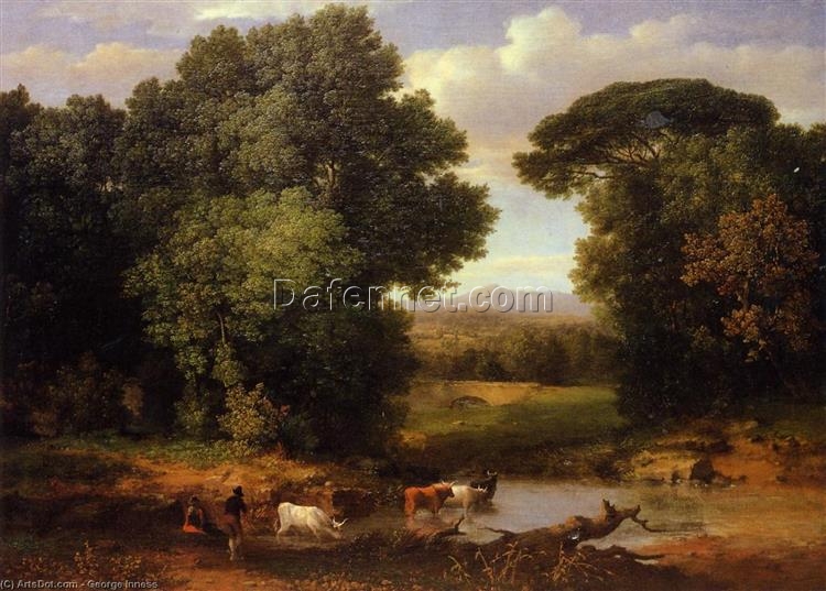 Romantic Tonalist Oil Reproduction of A Bit of Roman Aqueduct by George Inness – Tranquil Roman Landscape Painting