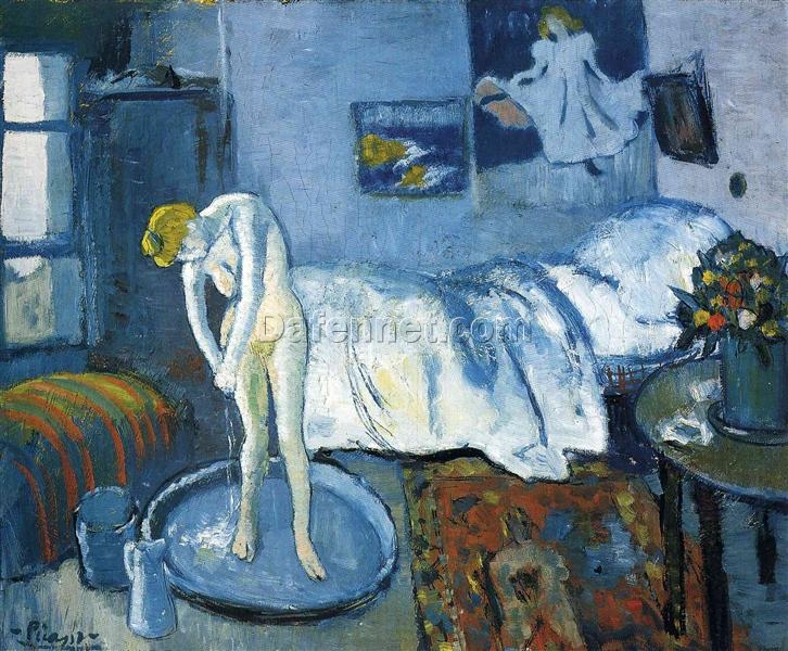 Inspired by Picasso: A Blue Room (A Tub) – 1901 Post-Impressionist Oil Painting