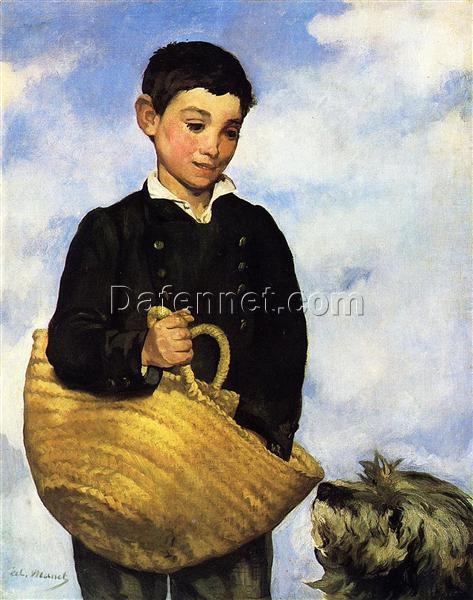 A Boy with a Dog – Inspired by Édouard Manet (1861) Realist Genre Painting Reproduction