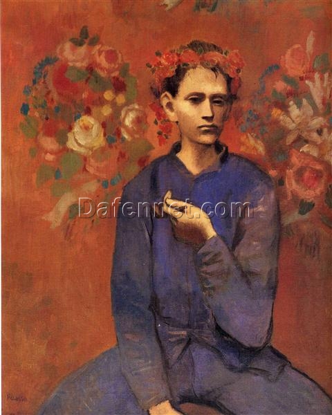 Post-Impressionist Genre Painting Inspired by Pablo Picasso – ‘A Boy with a Pipe’ Oil on Canvas