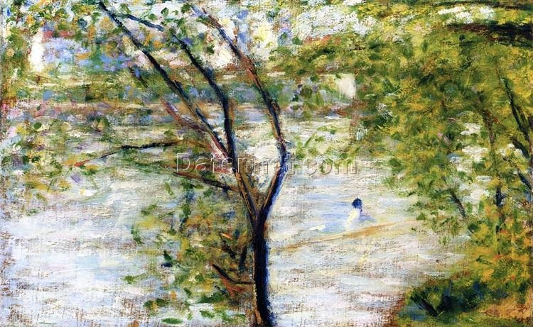 A Canoes by Georges Seurat – Impressionist Landscape Oil Painting Reproduction