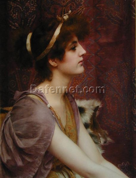 A Classical Beauty by John William Godward | 1892 Neoclassical Portrait Oil Painting