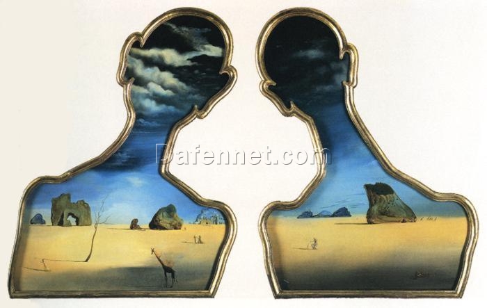 Surrealist Figurative Oil Painting Inspired by Salvador Dali’s “A Couple with Their Heads Full of Clouds” – Dreamlike Emotional Depth