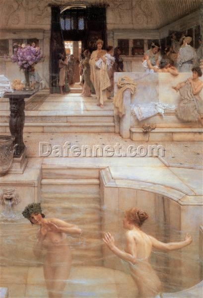 Sir Lawrence Alma-Tadema Oil Painting – A Favourite Custom (1909), Romantic Genre Painting