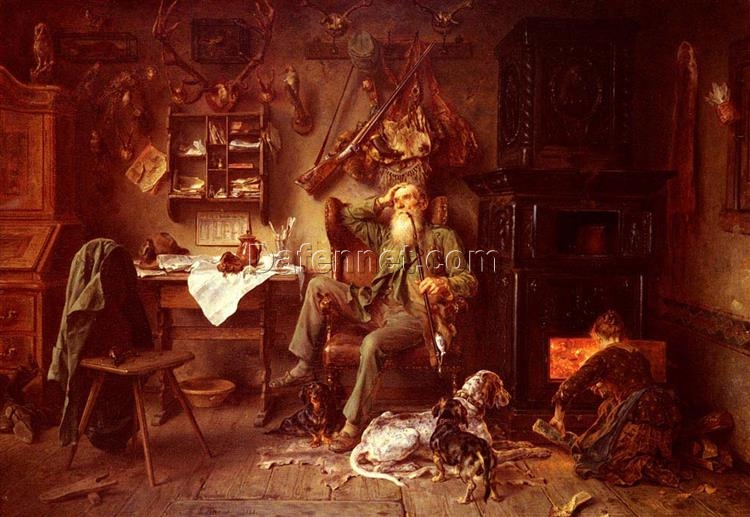 Custom Oil Painting Reproduction of Ludwig Knaus’ A Forester at Home – Realist Portrait Art