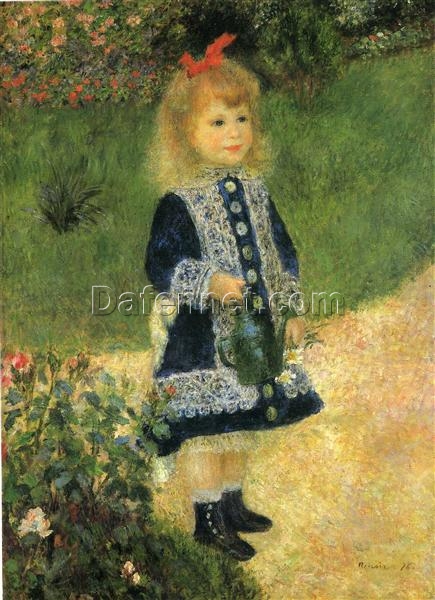 Custom Oil Painting of Girl with a Watering Can by Pierre-Auguste Renoir – Impressionism Portrait