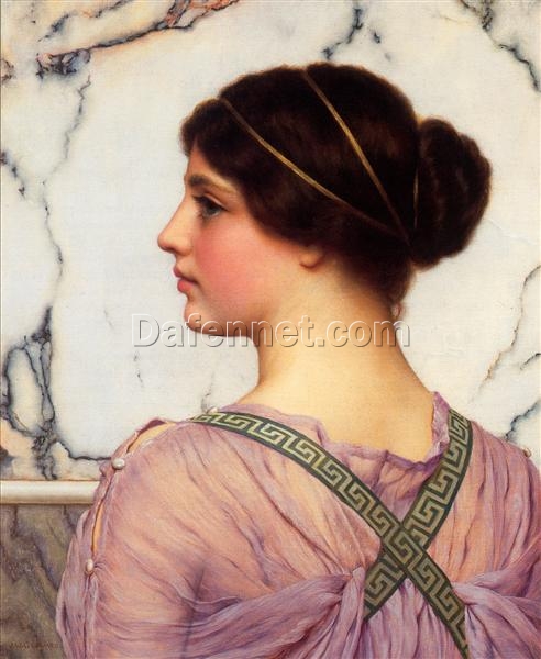 A Grecian Lovely by John William Godward | 1909 Neoclassical Oil Portrait Painting