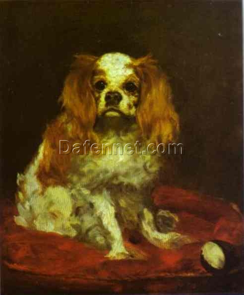 A King Charles Spaniel – Inspired by Édouard Manet (1866) Realist Animal Oil Painting