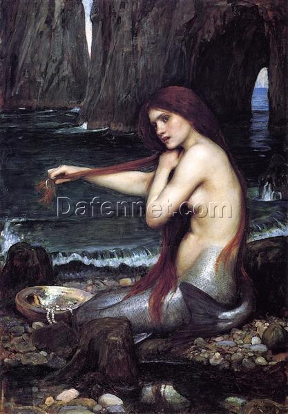 Custom Oil Painting of John William Waterhouse’s ‘A Mermaid’ – Romanticism Masterpiece Reproduction