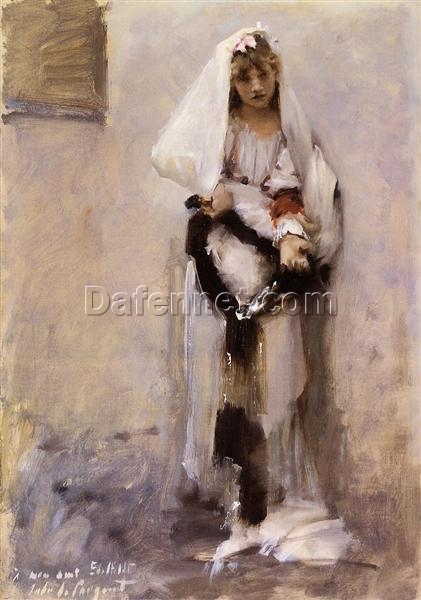 Oil Painting Inspired by John Singer Sargent’s A Parisian Beggar Girl – Impressionist Portrait on Canvas