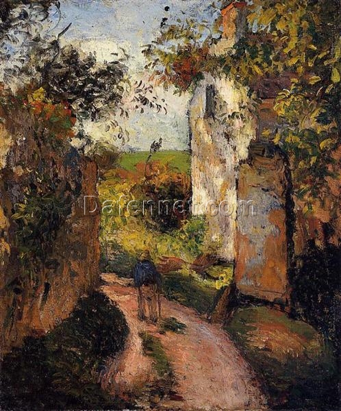 A Peasant in the Lane at Hermitage” by Camille Pissarro – 1876 Rural Scene in Pontoise