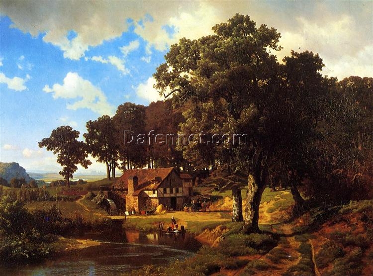 Timeless Luminism – A Rustic Mill Oil Painting Reproduction by Albert Bierstadt (c. 1855)