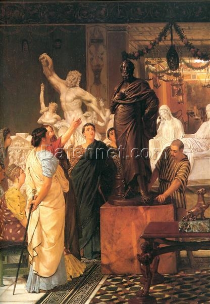 A Sculpture Gallery – Romantic Oil Painting by Sir Lawrence Alma-Tadema (1867)