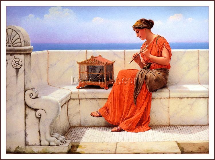 A Song without Words by John William Godward | Neoclassical Watercolor Artwork