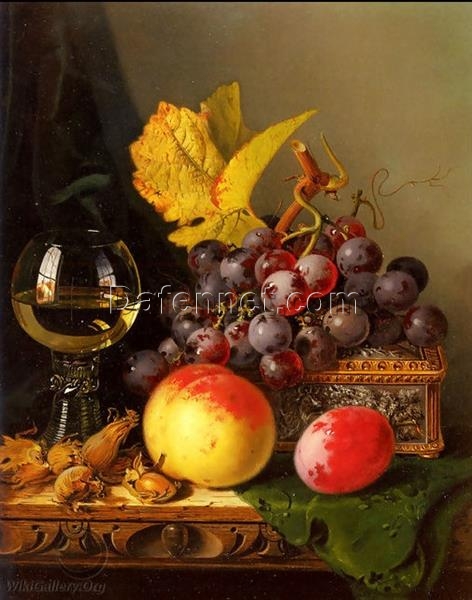 Edward Ladell’s A Still Life of Black Grapes – Realist Still Life Painting Replica