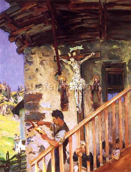 John Singer Sargent Oil Painting – A Tyrolese Crucifix, 1915, Impressionist Genre Painting