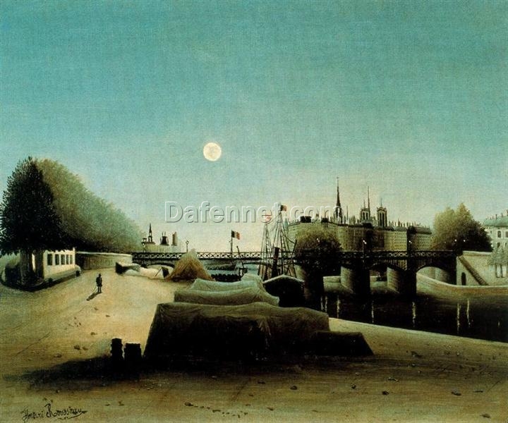 Premium Reproduction of Henri Rousseau’s “A View of the Ile Saint Louis” – Paris Cityscape Oil Painting on Canvas