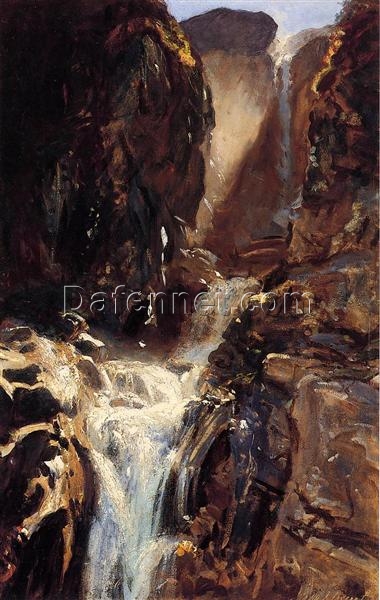 John Singer Sargent Oil Painting – A Waterfall, 1910, Impressionist Landscape