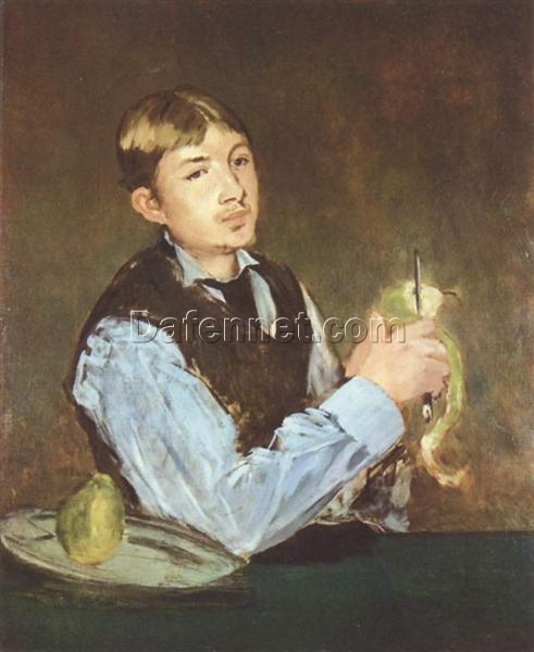 A Young Man Peeling a Pear – Inspired by Manet’s 1868 Portrait, Oil on Canvas