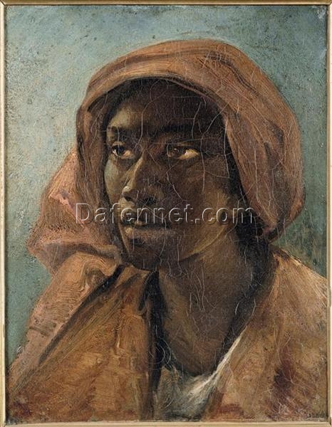 Romantic & Orientalist Portrait: A Young Negro Woman by Théodore Géricault – Oil Reproduction on Canvas