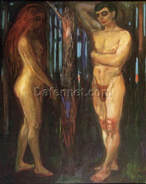 Adam and Eve by Edvard Munch – 1918 Expressionist Oil Painting